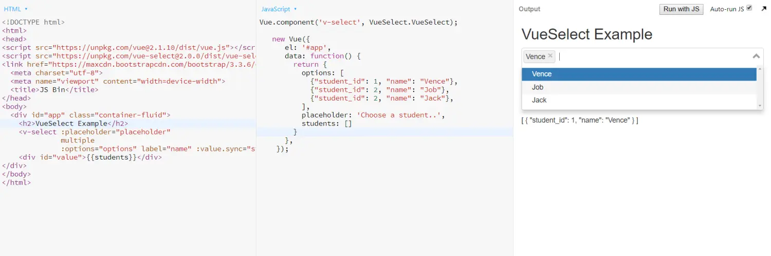 vue-select实现multiselect效果