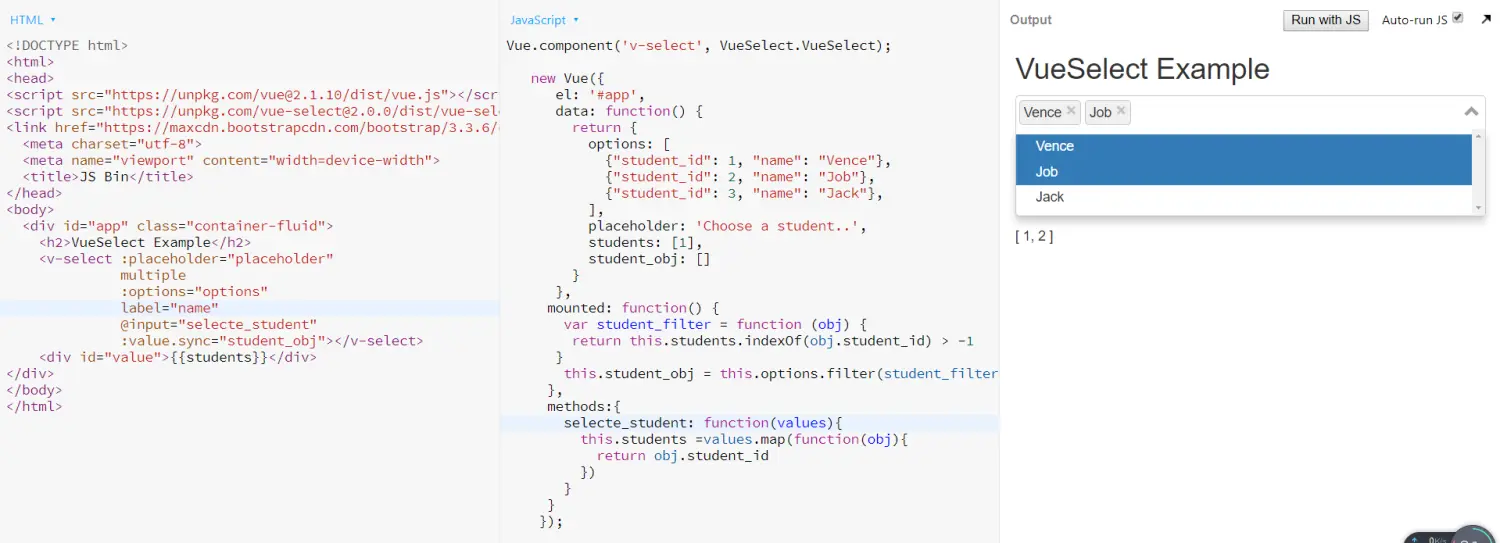 vue-select实现multiselect效果